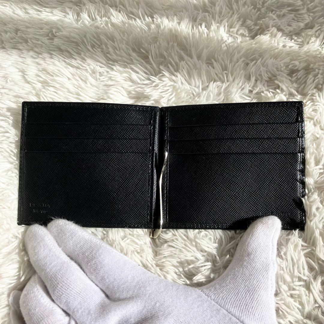 専用✨ プラダ　マネークリップ サフィアーノレザー カードケース 黒