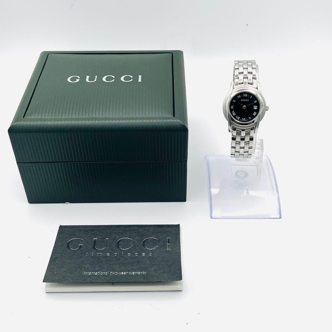 【箱/取説】GUCCI 5500L ブラック文字盤 シルバーベルト グッチ