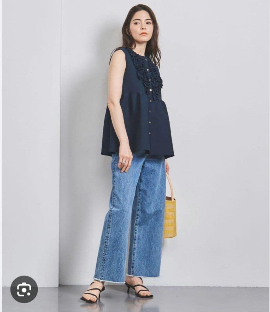 【美品】ユナイテッドアローズ ミニフリル ニットベスト　ネイビー