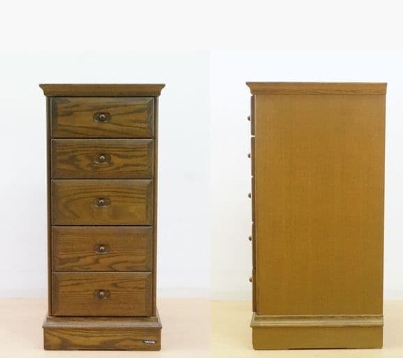 マルヨシ民芸家具　ドーモ 天然木 スリムチェスト 5段