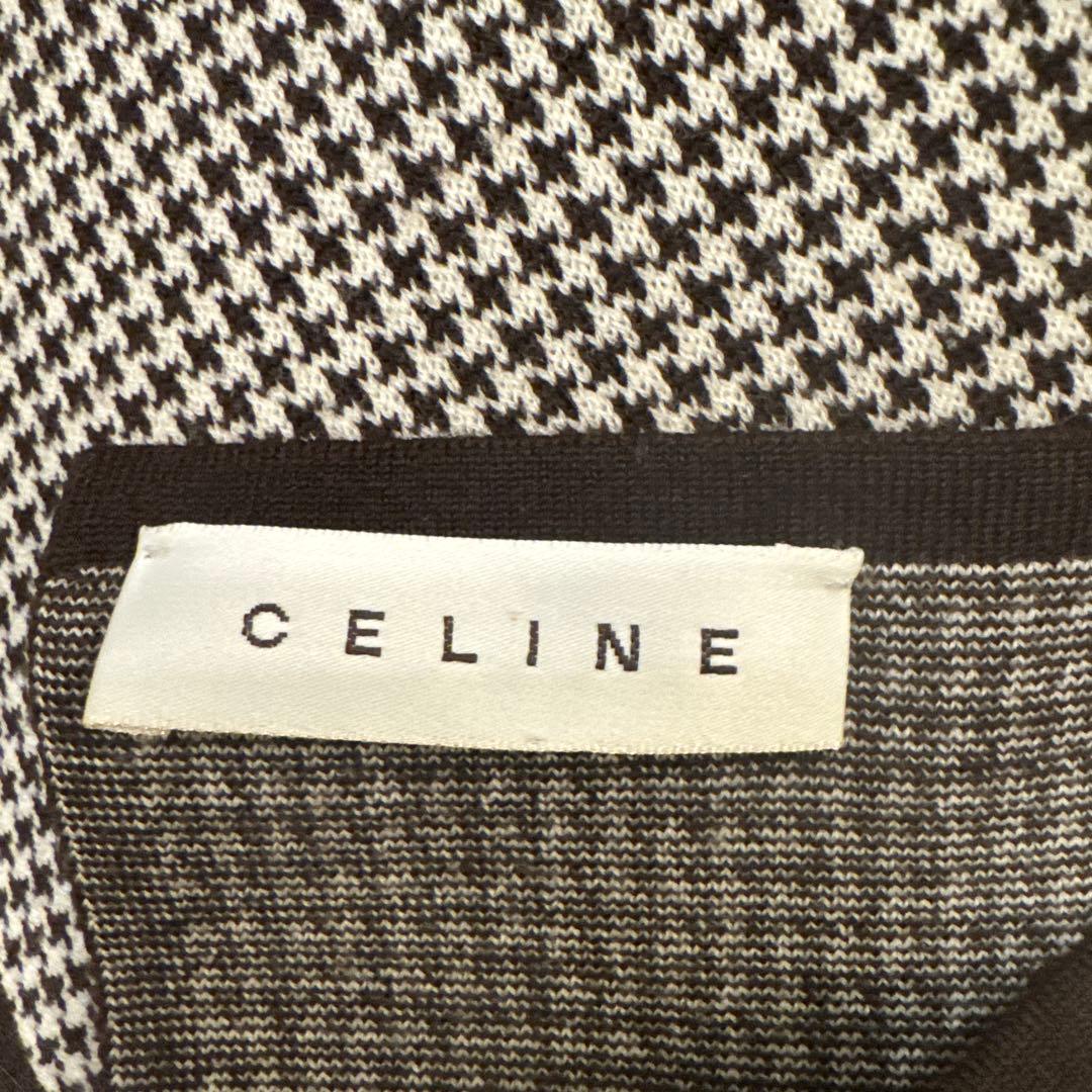 CELINE 千鳥格子柄マフラー ブラック/ホワイト　セリーヌ