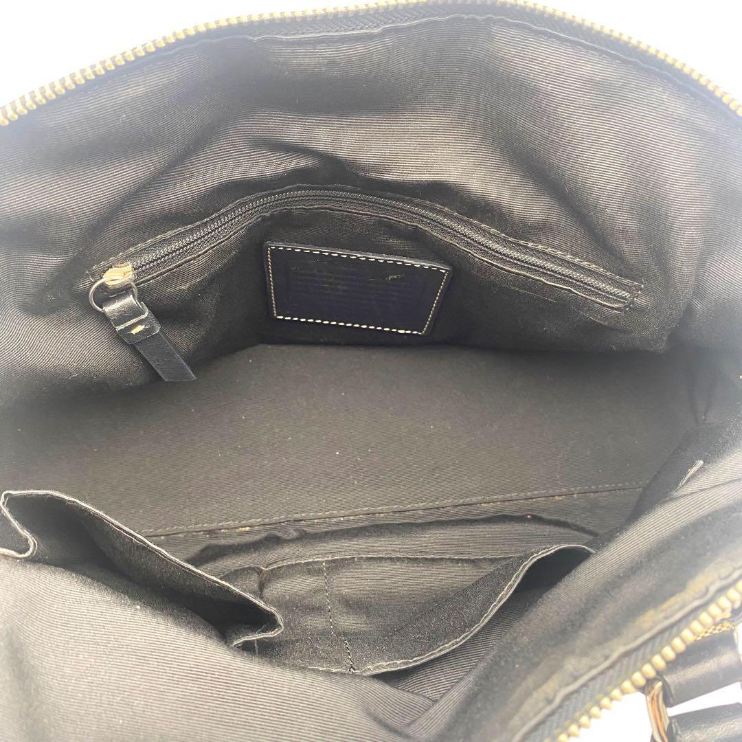 美品 COACH ショルダーバッグ シグネチャー ターンロック レザー ブラック
