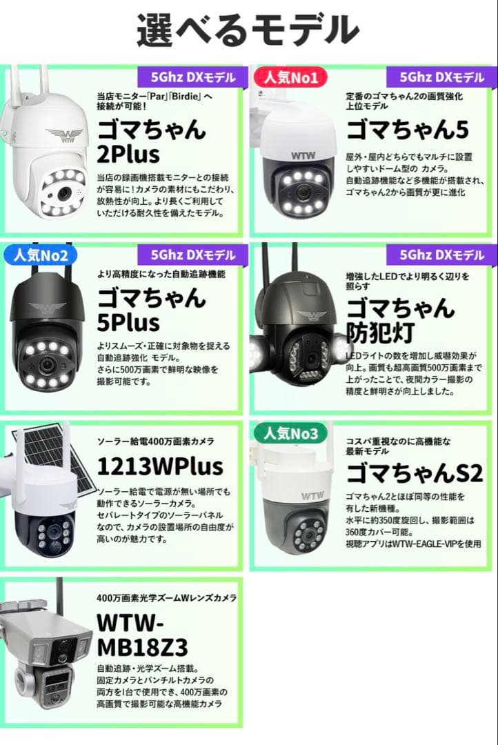 WTW 自動追尾カメラ 500万画素 Wi-Fi対応 ゴマちゃん5