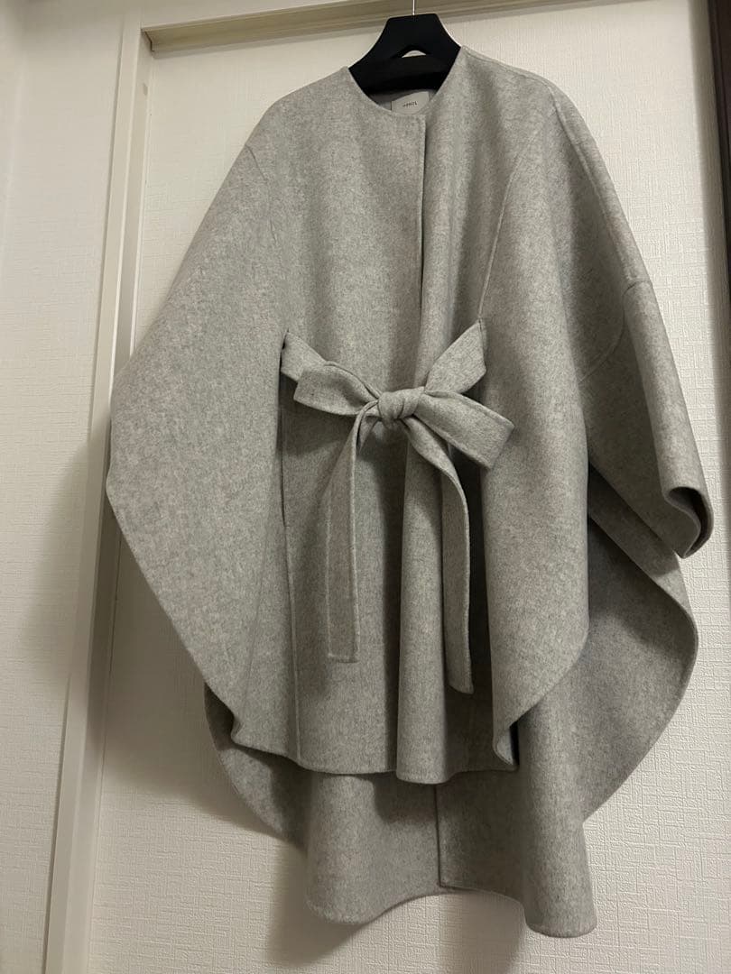 ソフトウールリバーポンチョコート　グレー