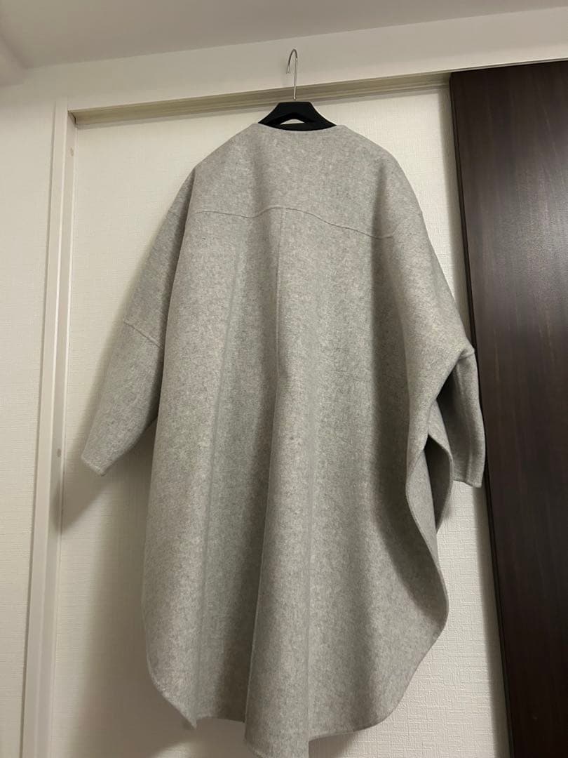 ソフトウールリバーポンチョコート　グレー