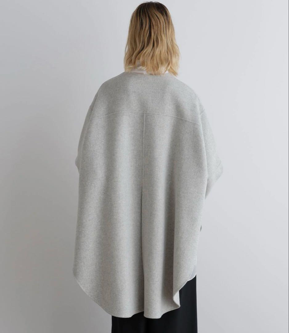 ソフトウールリバーポンチョコート　グレー