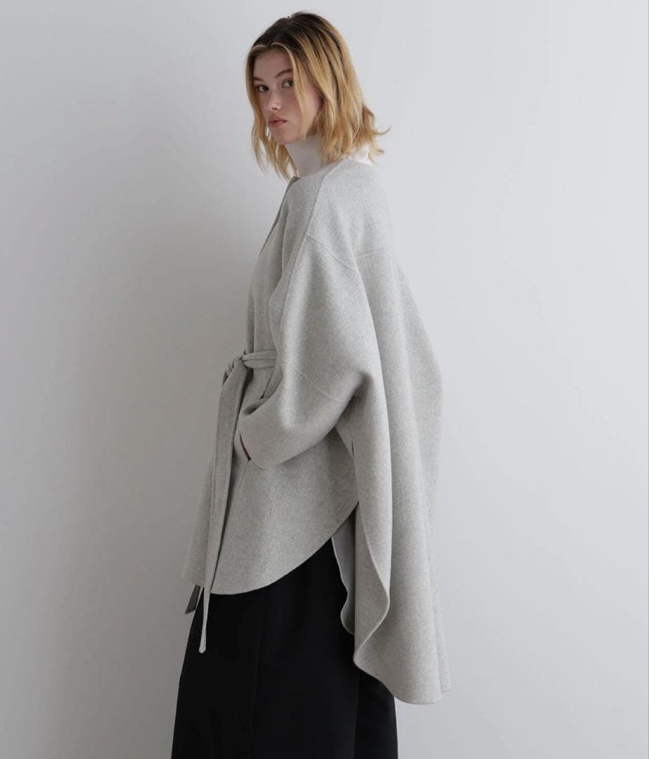 ソフトウールリバーポンチョコート　グレー