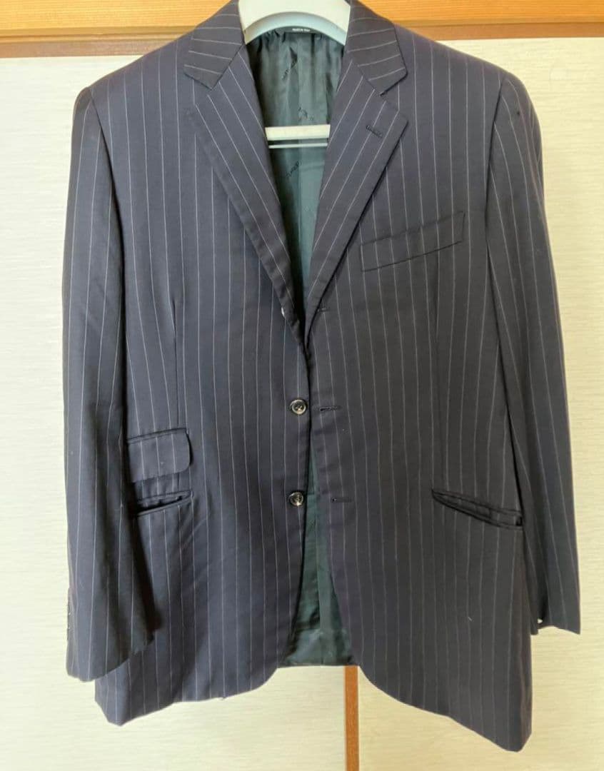 HERMES ネイビーストライプスーツ　48サイズ サイズ48(MとLの間)