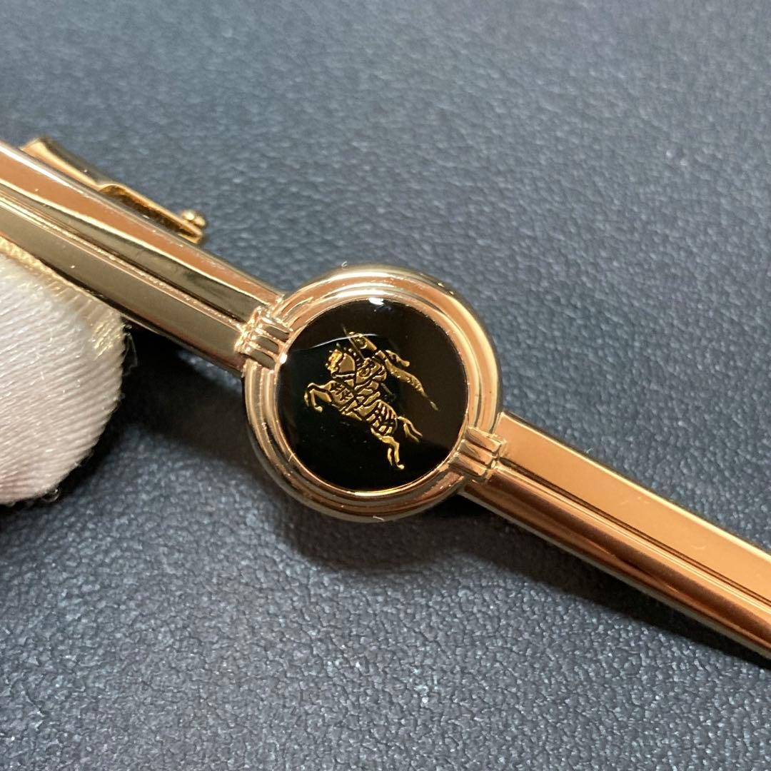 【美品】バーバリー　ネクタイピン　カフス ゴールド　ブラック　ホースロゴ