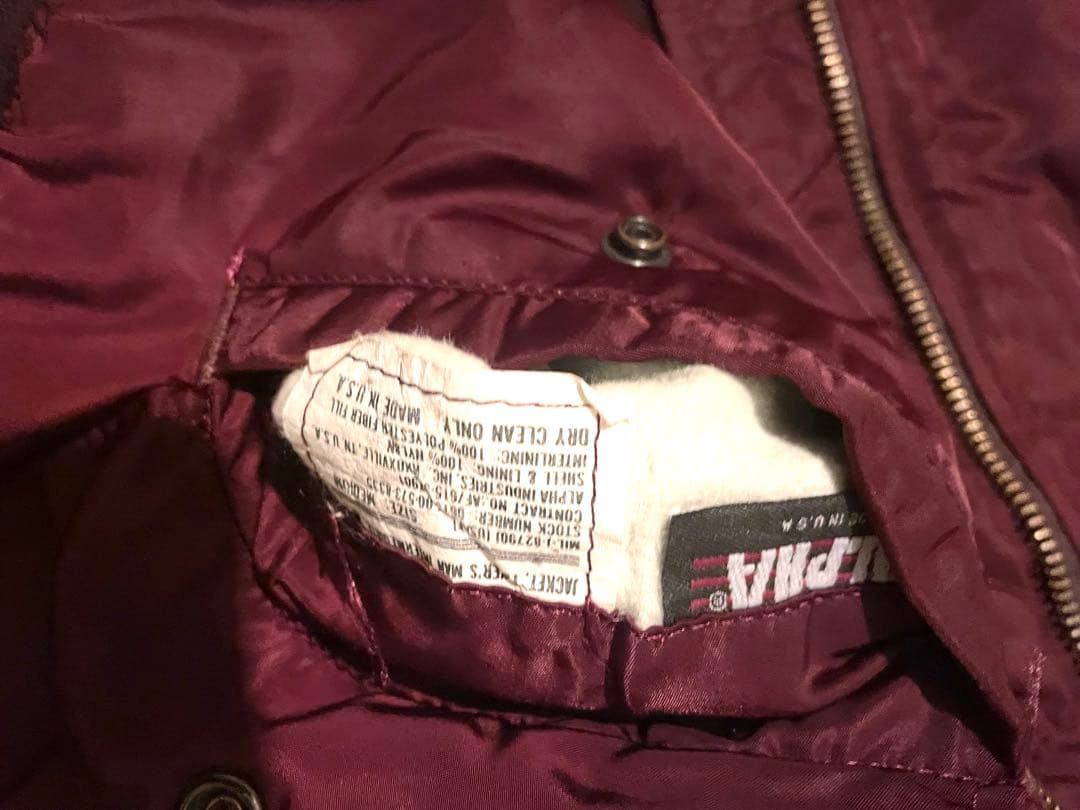 アルファ 80S MA-1 フライトジャケット メンズ バーガンディ