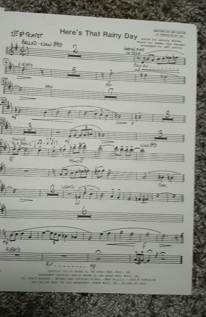 ボーカル　ビッグバンド譜面：HERE'S THAT RAINY DAY