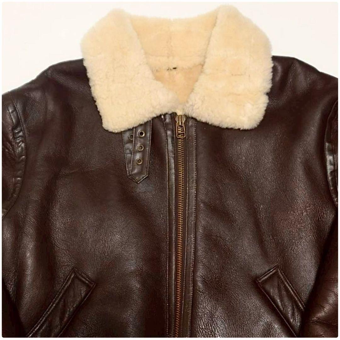 90S ヴィンテージ リアルシープスキンムートンB-3フライトジャケット LL