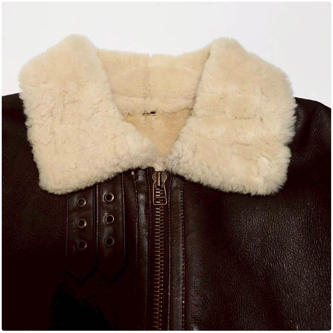 90S ヴィンテージ リアルシープスキンムートンB-3フライトジャケット LL