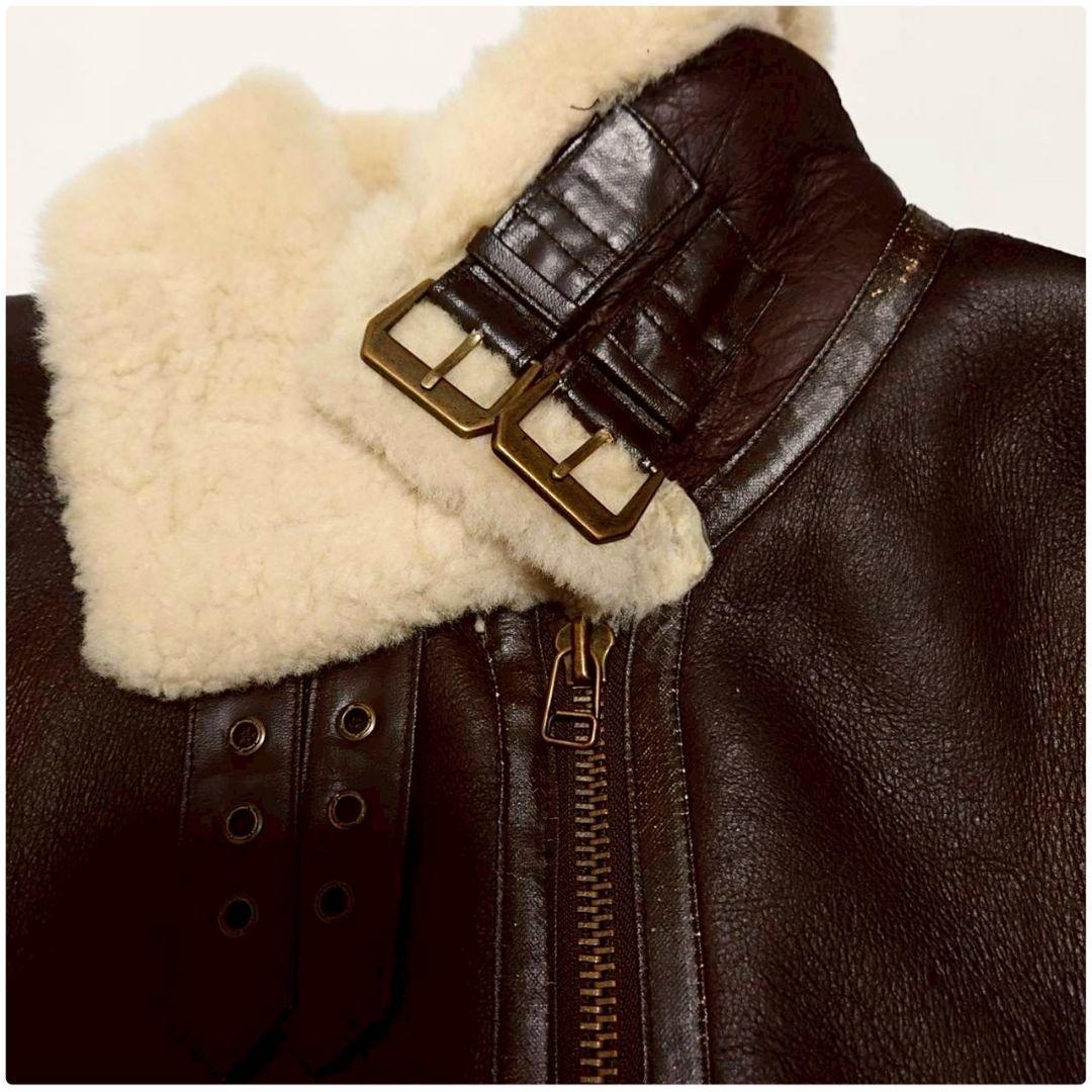 90S ヴィンテージ リアルシープスキンムートンB-3フライトジャケット LL