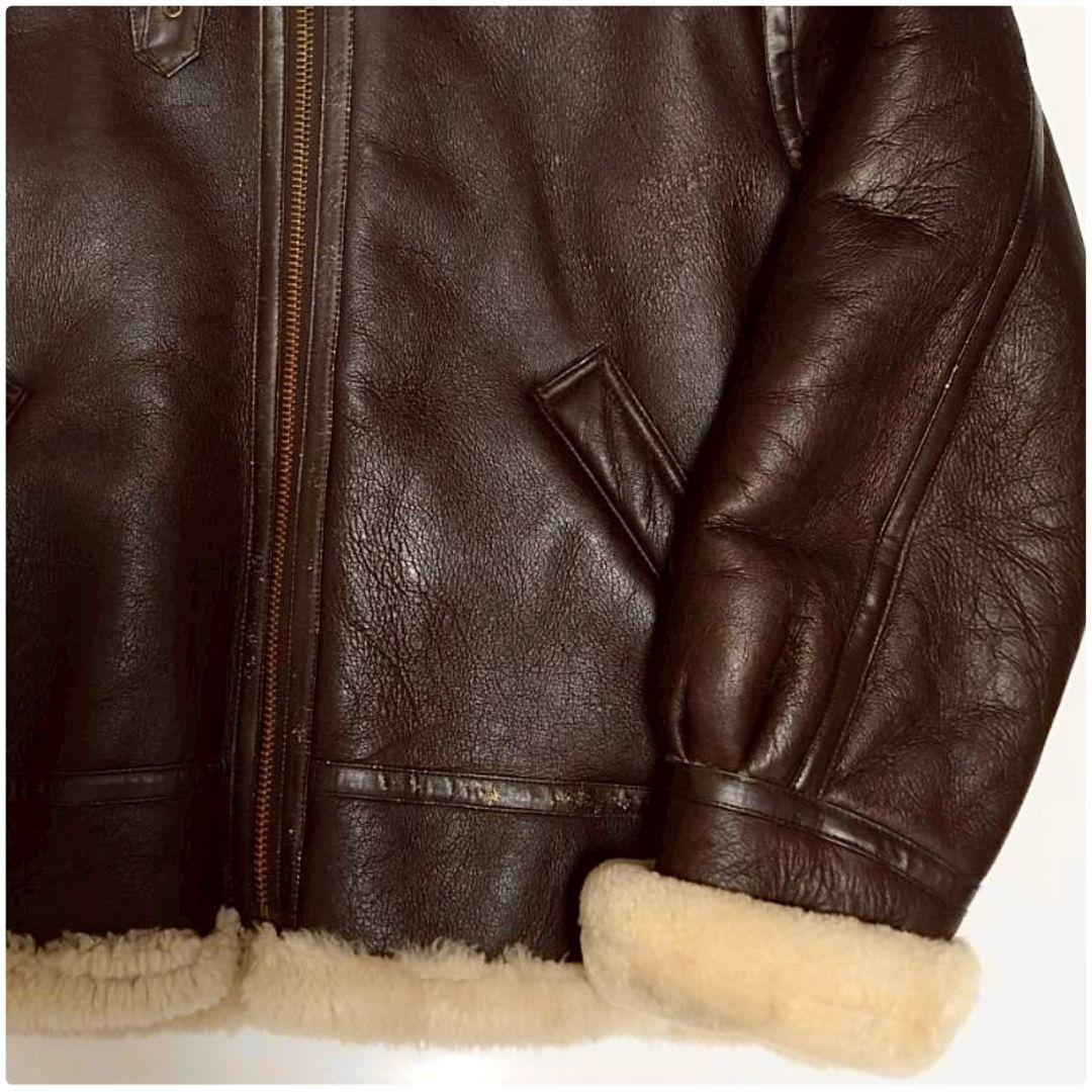 90S ヴィンテージ リアルシープスキンムートンB-3フライトジャケット LL