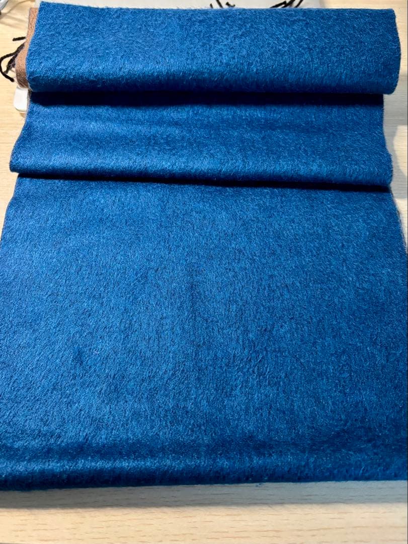 PIACENZA カシミア/シルクマフラー 青茶色