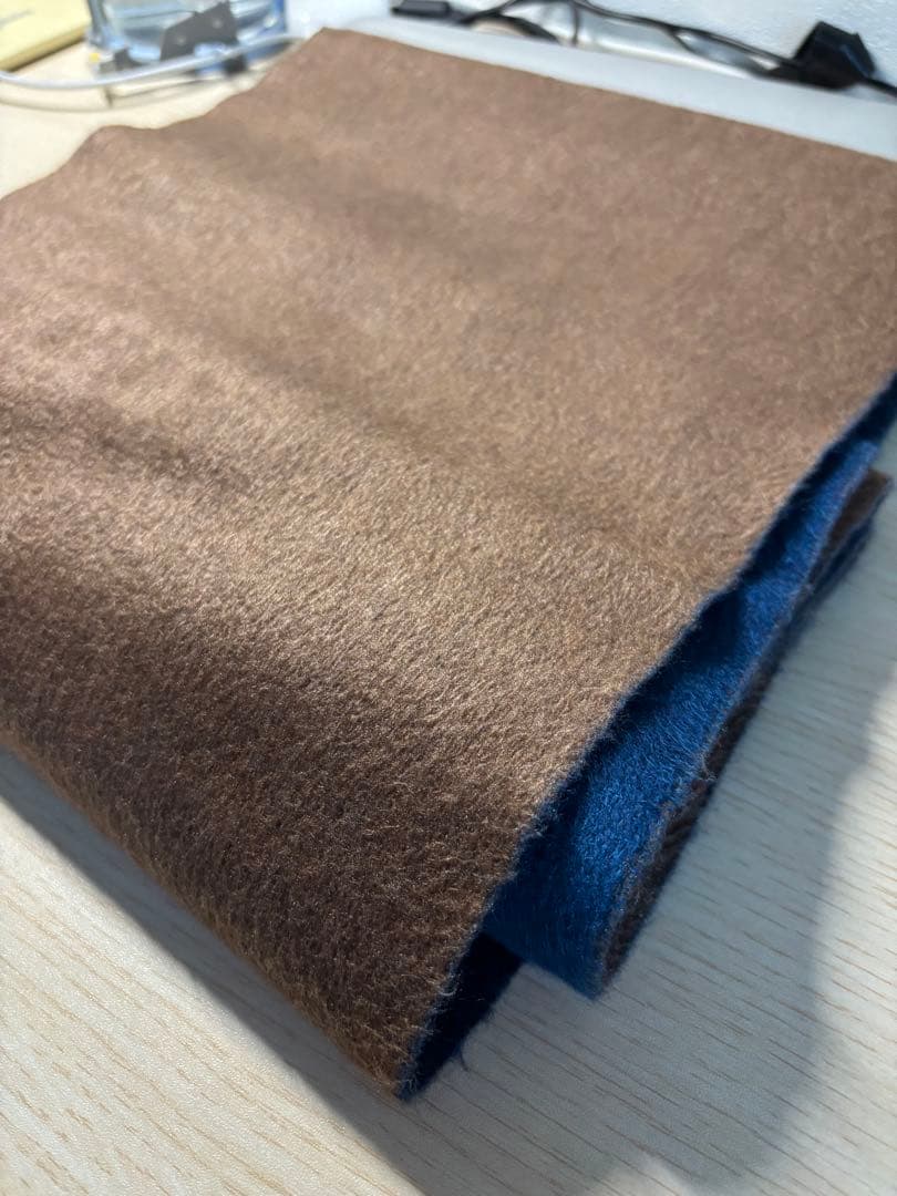 PIACENZA カシミア/シルクマフラー 青茶色