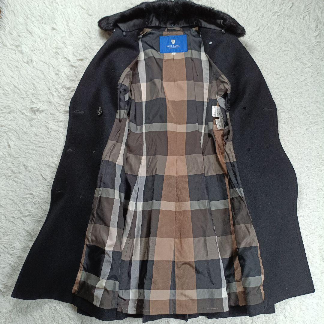 ブルーレーベルクレストブリッジ　ダブル ウールトレンチ ラビットファー　2way