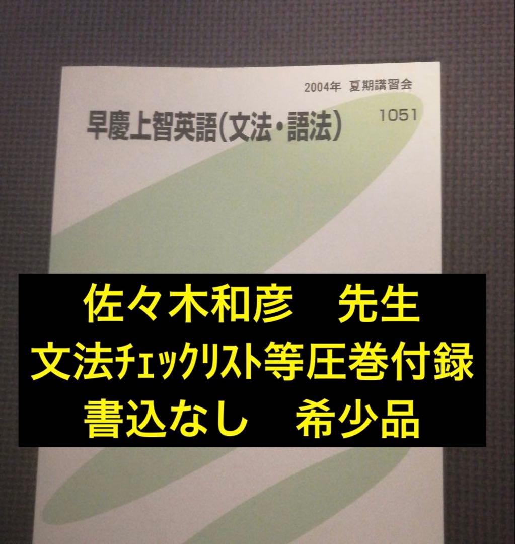 【書込なし・圧巻付録】代ゼミテキスト　早慶上智大英語文法・語法　夏期　佐々木和彦