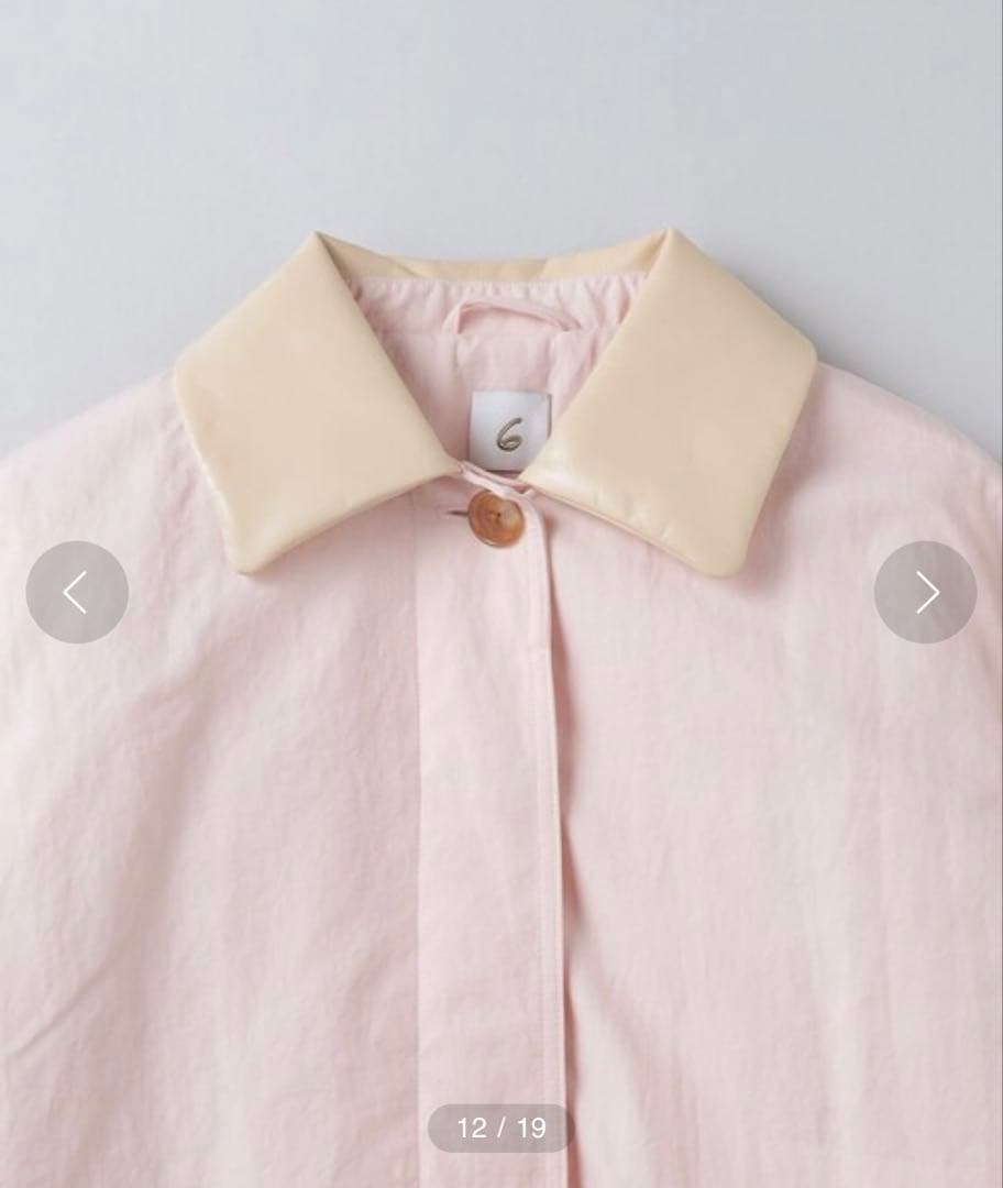 6(roku)　ナイロン レザーカラーコート　ピンク　36