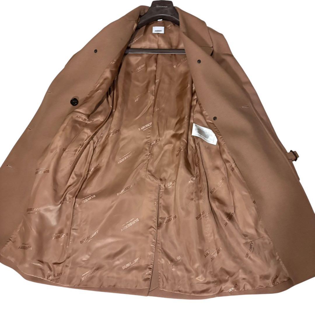 未使用級 BURBERRY カシミヤ混 女優襟 ジャガード ベルテッドコート