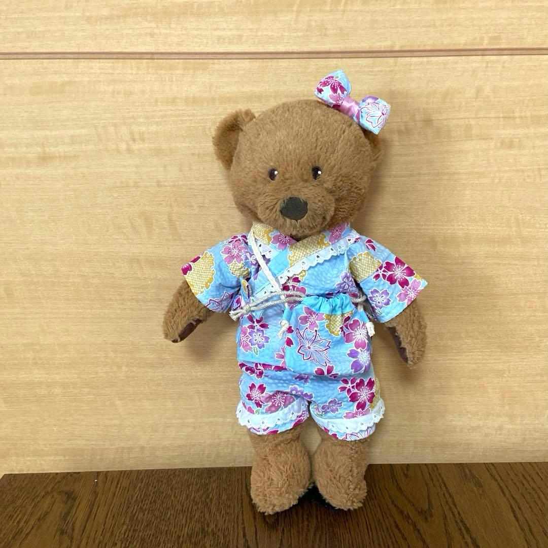 IKEAのクマの着せ替えお洋服　甚平　リボン　巾着