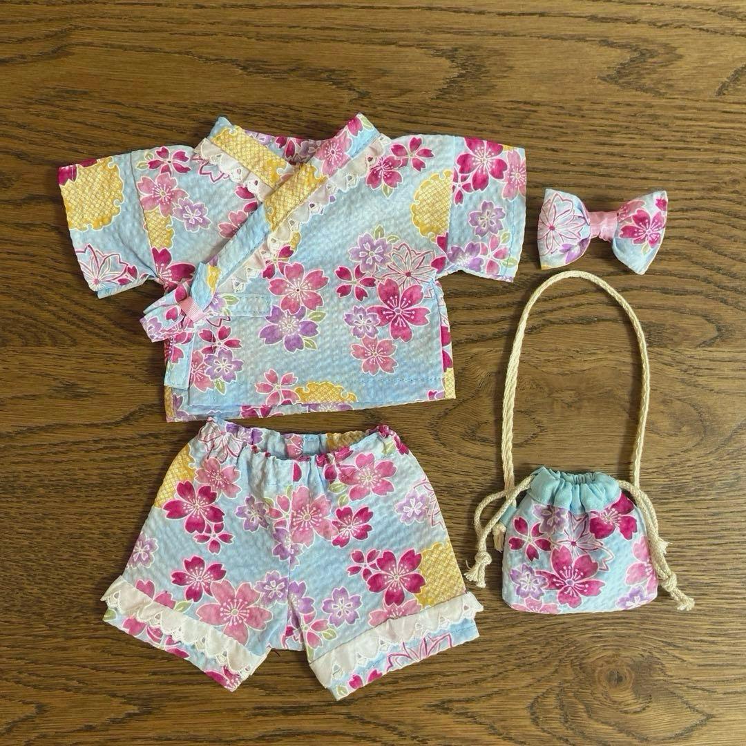 IKEAのクマの着せ替えお洋服　甚平　リボン　巾着