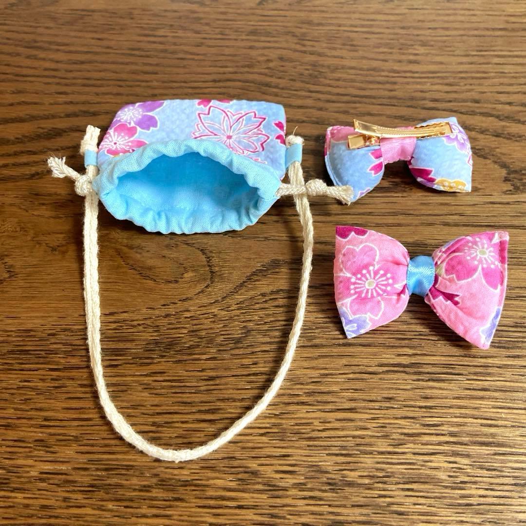 IKEAのクマの着せ替えお洋服　甚平　リボン　巾着