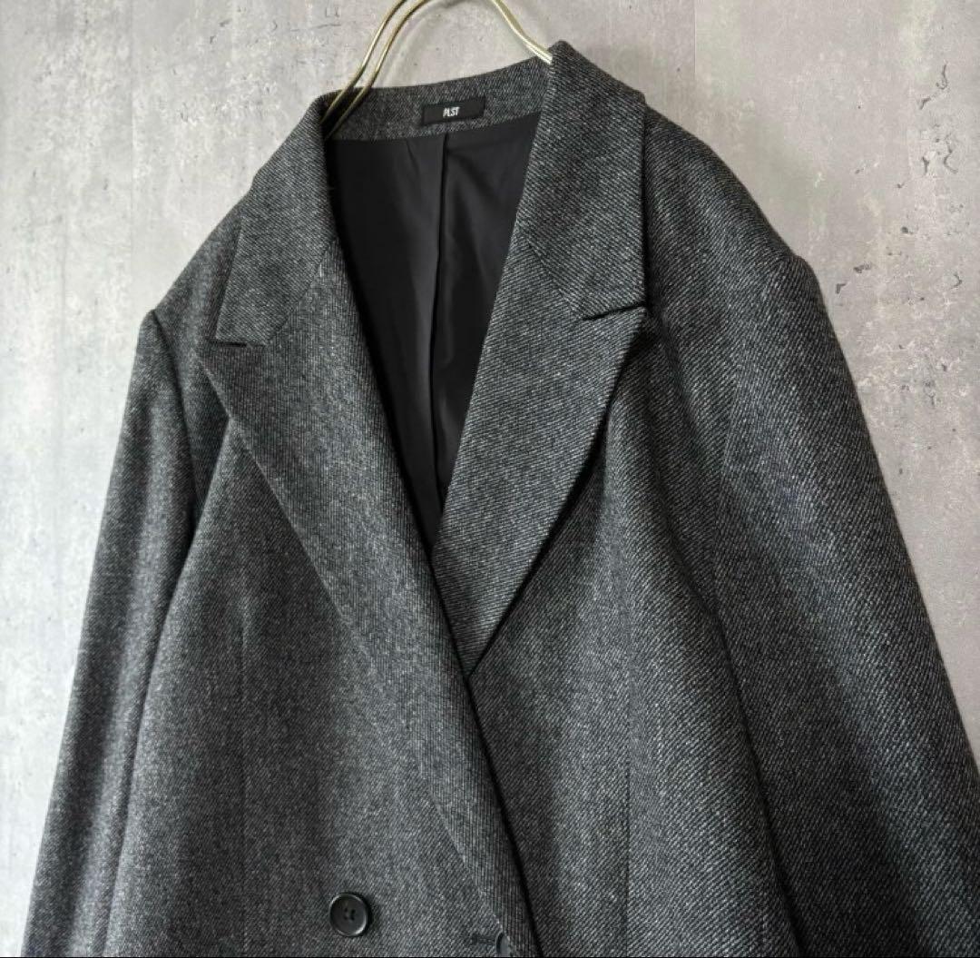 プラステ PLST ウールブレンドリラクシーダブルジャケット S ダークグレー