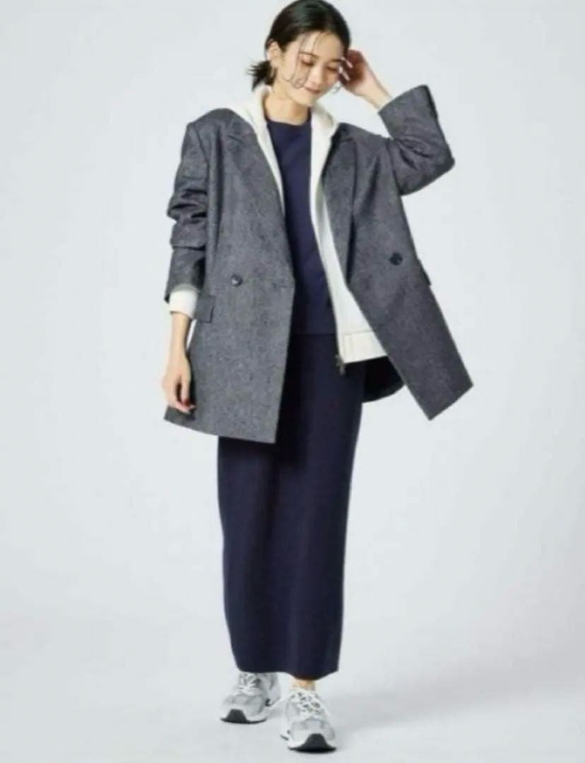 プラステ PLST ウールブレンドリラクシーダブルジャケット S ダークグレー