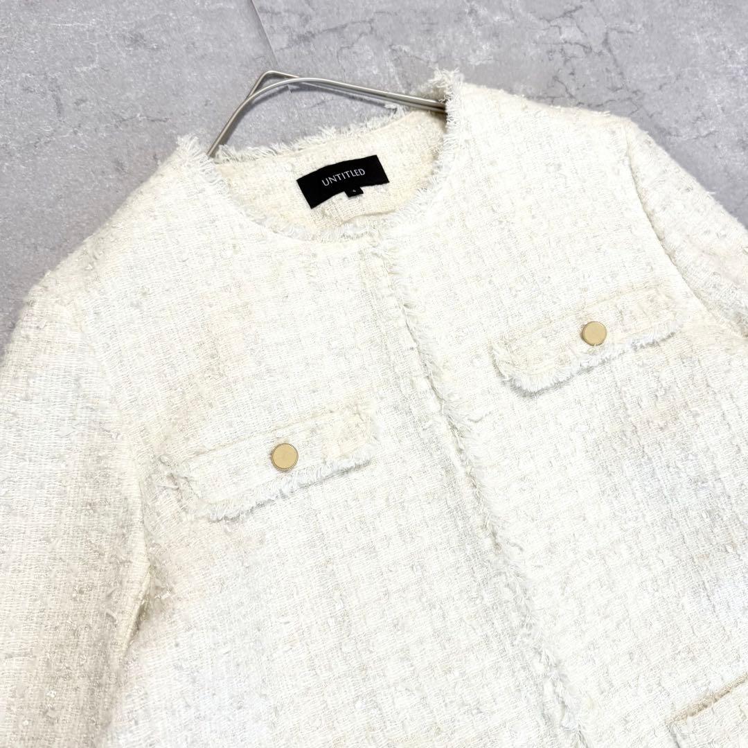 大きいサイズ　アンタイトル　ファンシーツイードジャケット　24AW　セレモニー