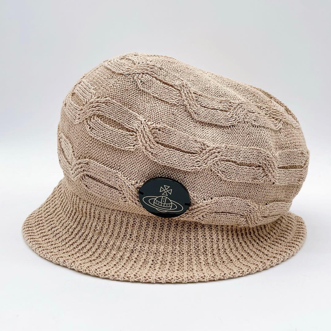 希少✨【ヴィヴィアンウエストウッド 】キャスケット ベージュハットロゴプレート