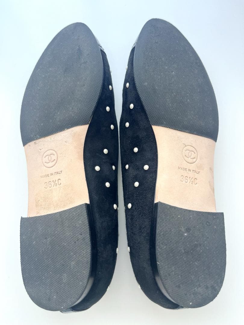 【極美品】CHANEL　シャネル　バレリーナ　パール　黒　フラットシューズ