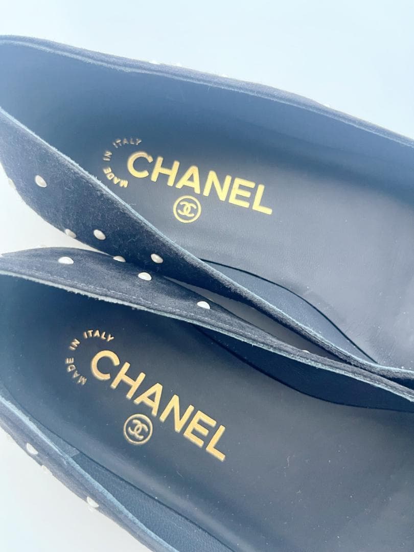 【極美品】CHANEL　シャネル　バレリーナ　パール　黒　フラットシューズ