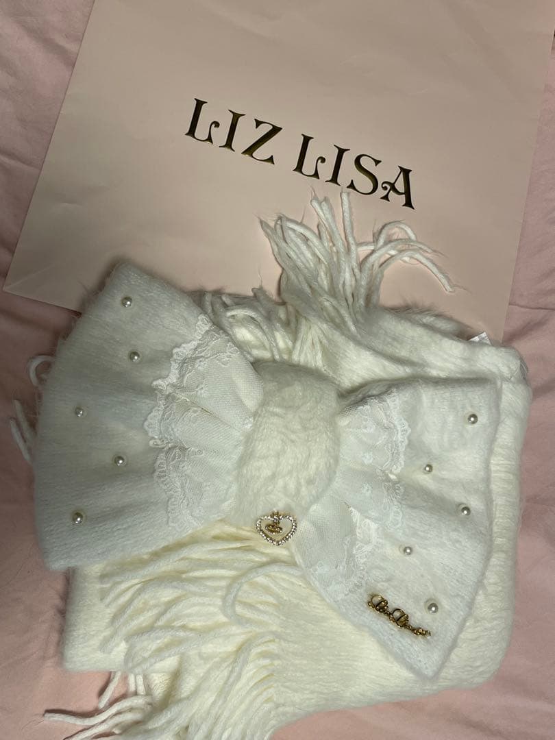 リズリサ シャギーリボンストール ホワイト