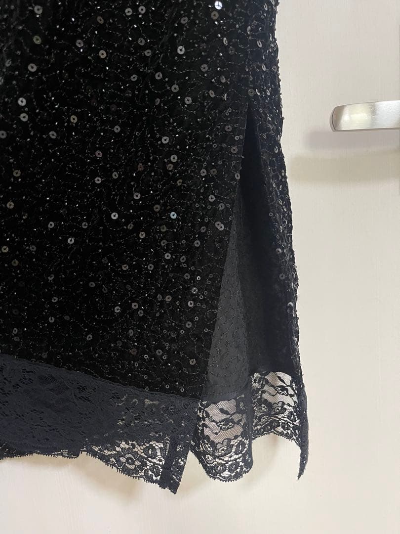 leur logette ベロアスパンコールドレス black