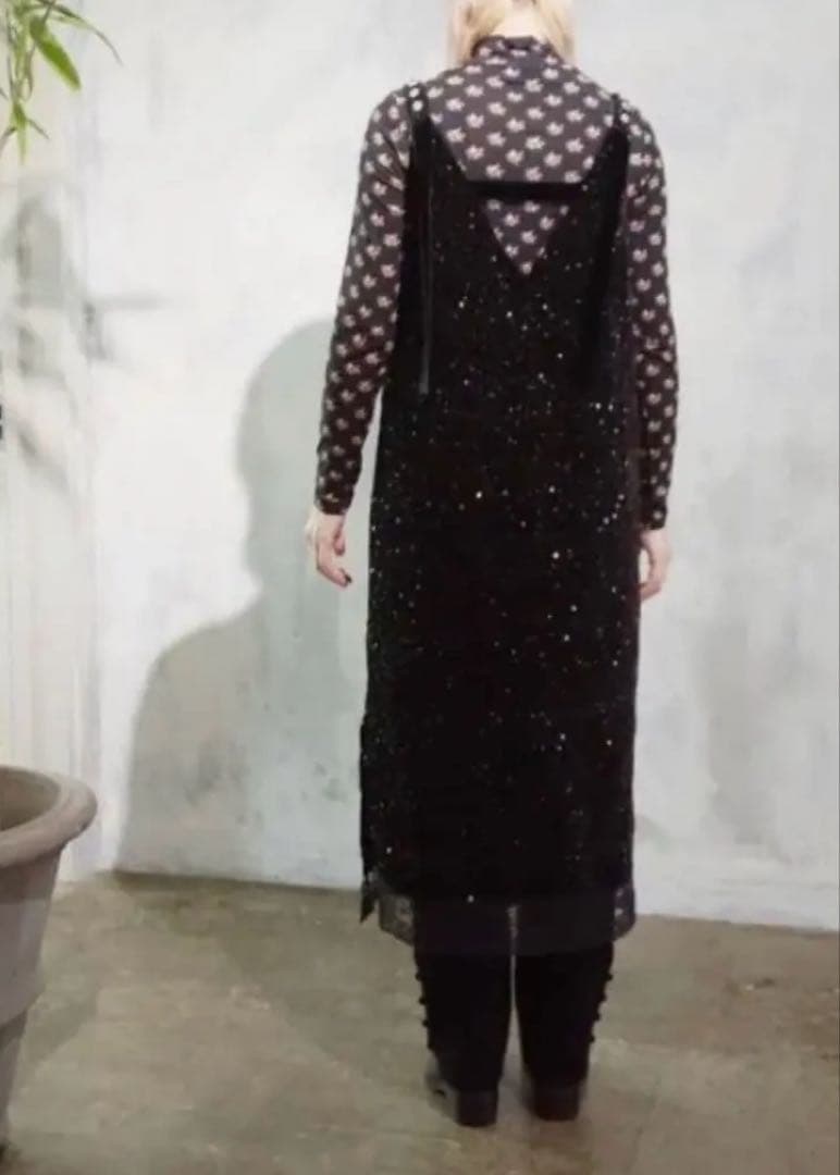 leur logette ベロアスパンコールドレス black