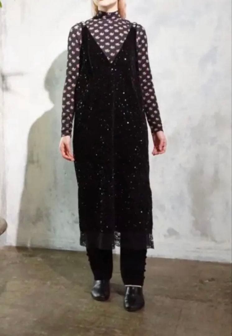 leur logette ベロアスパンコールドレス black