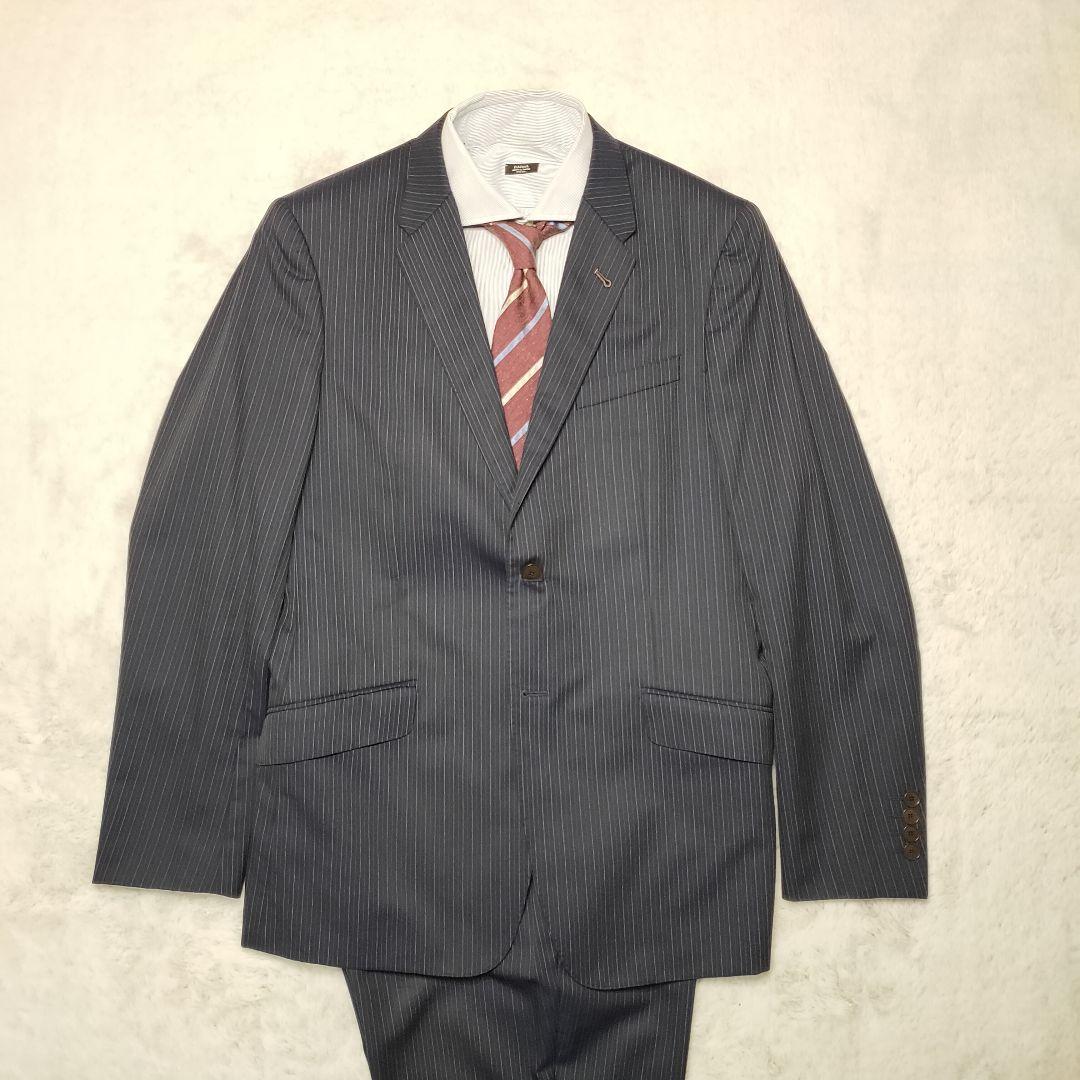 ポールスミス ロンドン スーツ ネイビー ストライプセットアップ 180 大きい