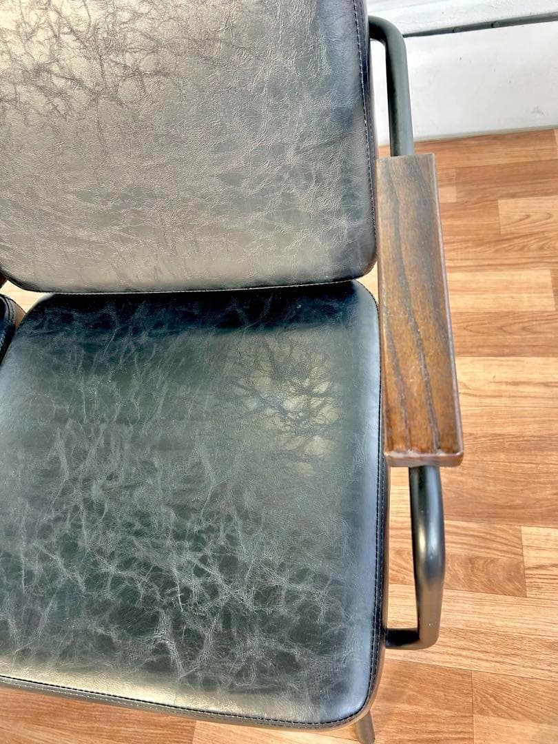 679 ゆかりん様カフェ チェア ベンチ 2人 スチール 黒 ブラック