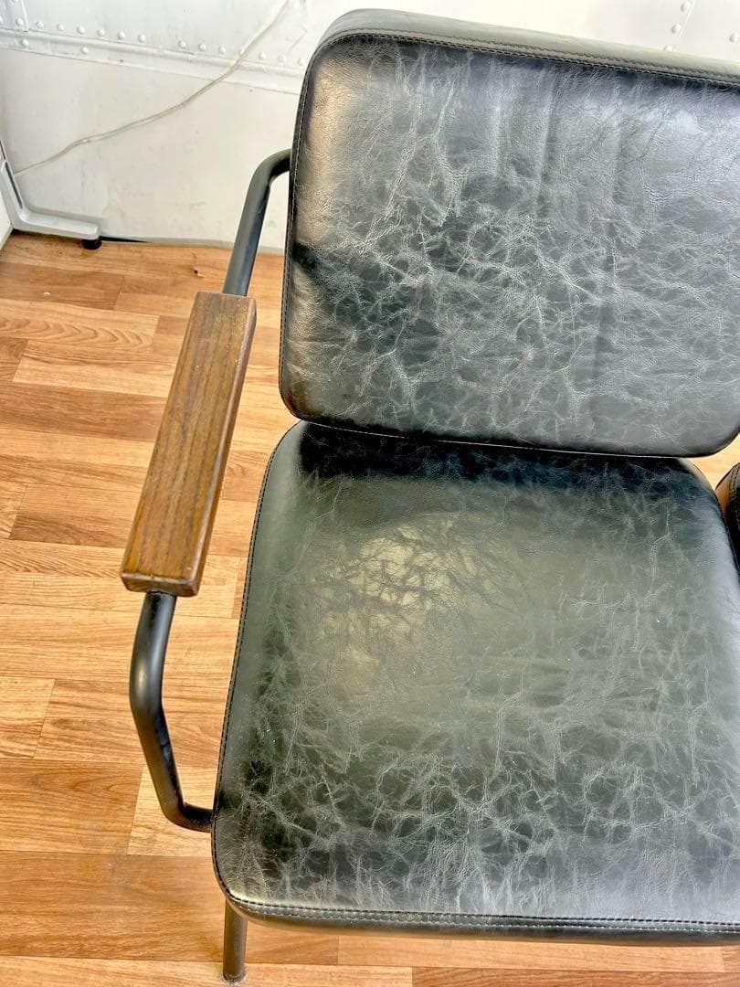 679 ゆかりん様カフェ チェア ベンチ 2人 スチール 黒 ブラック