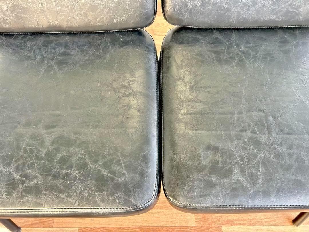 679 ゆかりん様カフェ チェア ベンチ 2人 スチール 黒 ブラック