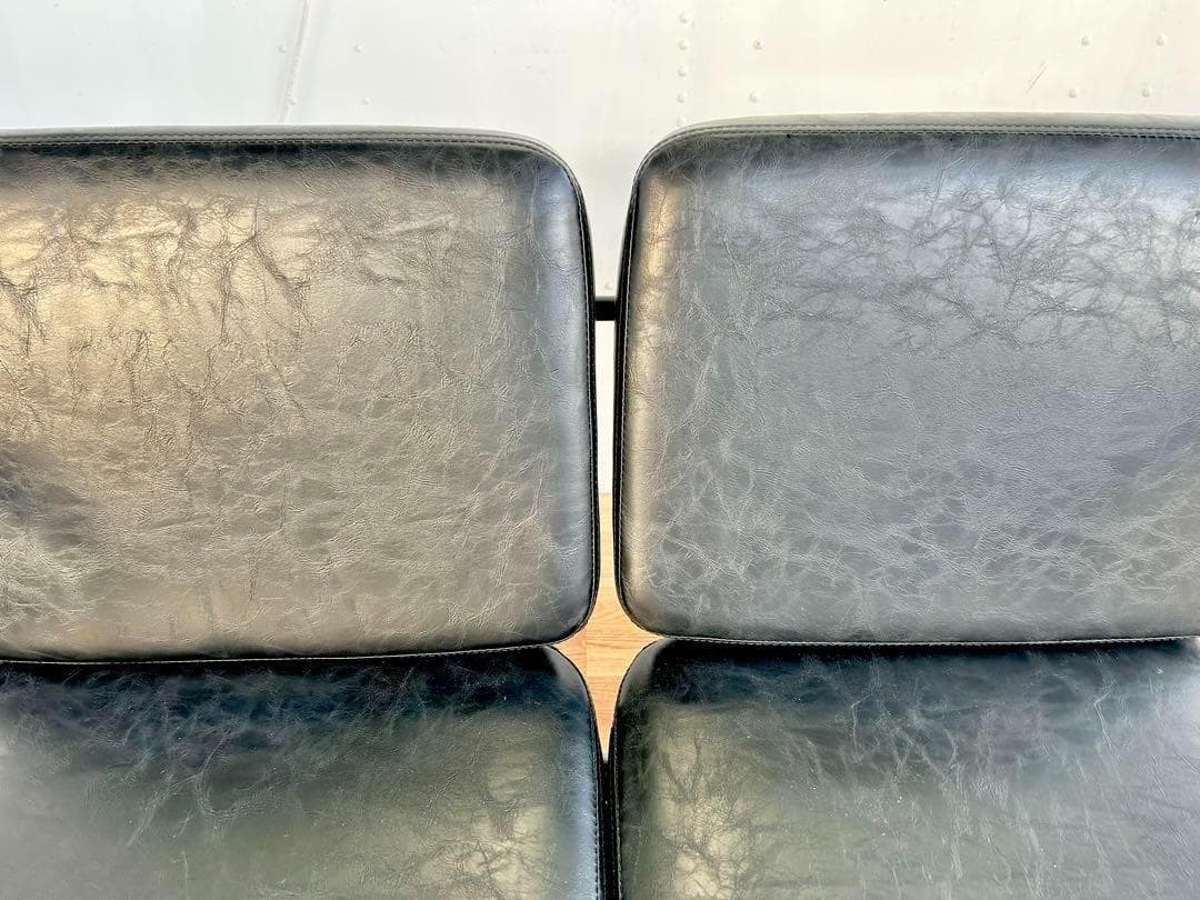 679 ゆかりん様カフェ チェア ベンチ 2人 スチール 黒 ブラック