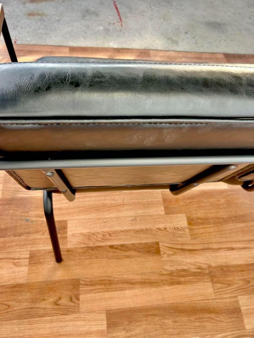 679 ゆかりん様カフェ チェア ベンチ 2人 スチール 黒 ブラック