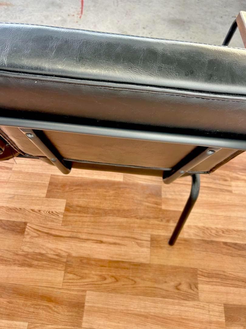 679 ゆかりん様カフェ チェア ベンチ 2人 スチール 黒 ブラック