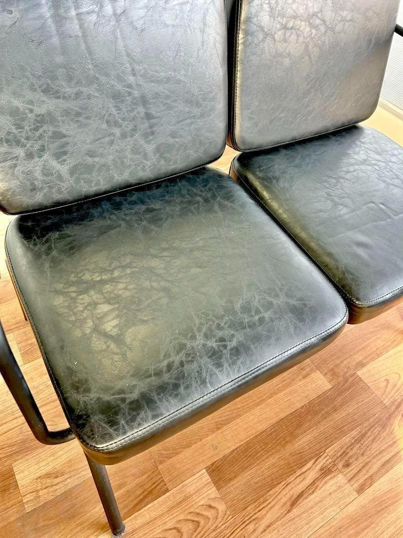 679 ゆかりん様カフェ チェア ベンチ 2人 スチール 黒 ブラック