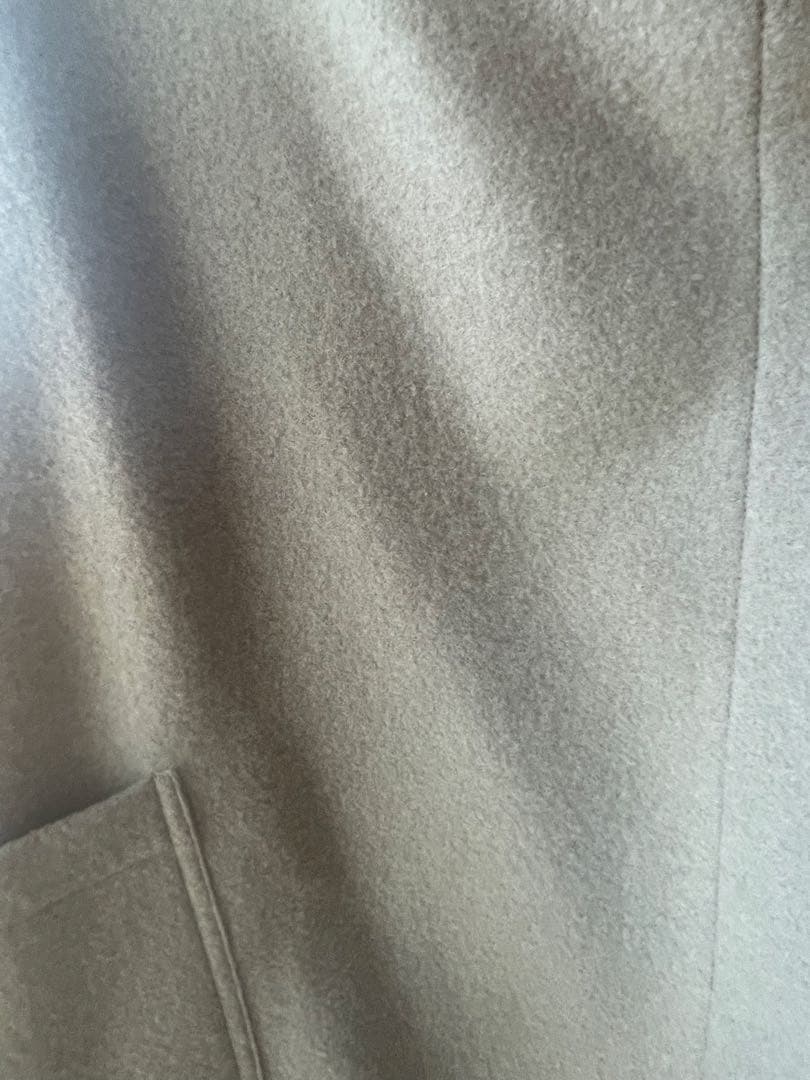 denierベージュ系 フード付きロングコート