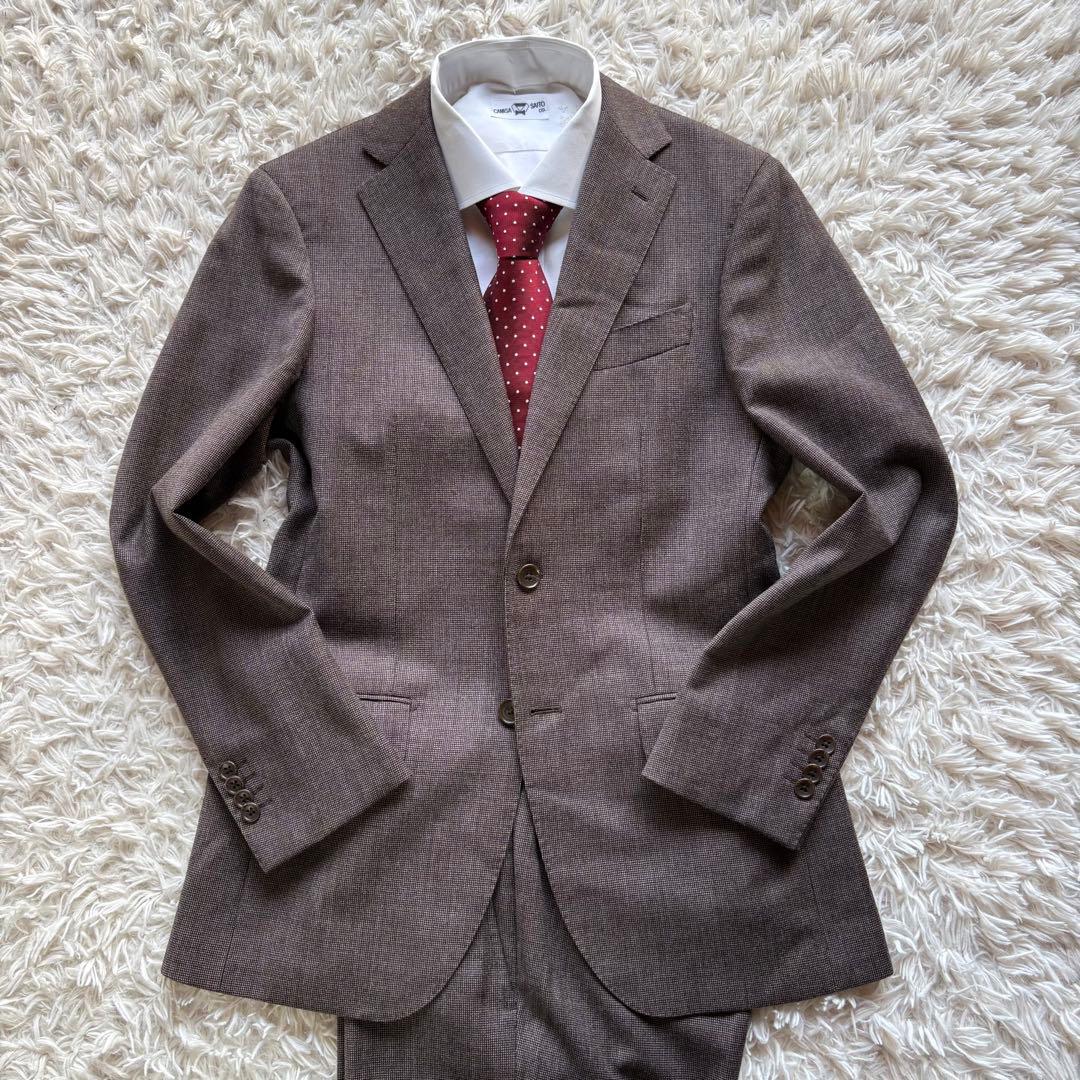 美品 BEAMS HEART セットアップ 生地英国製マーティンソンズ 茶 44