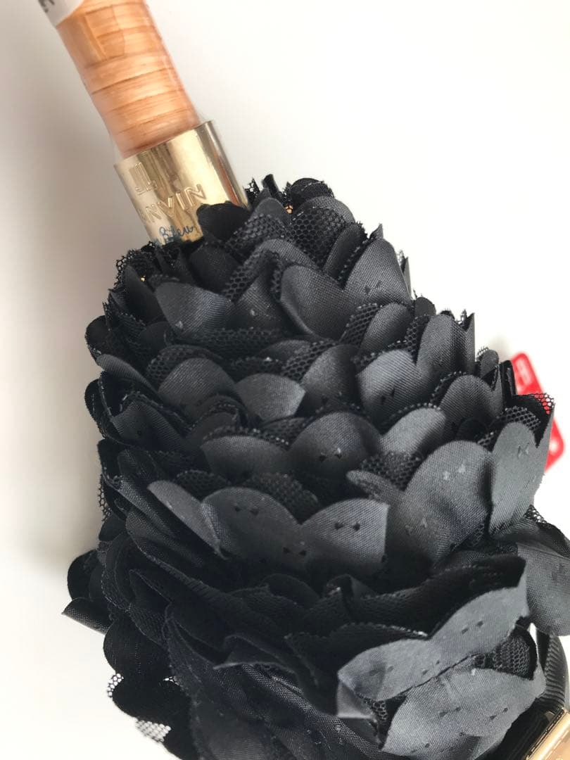 【新品】ランバンオンブルー　日傘　ドビーフリル　楽折　折りたたみ　晴雨兼用　黒