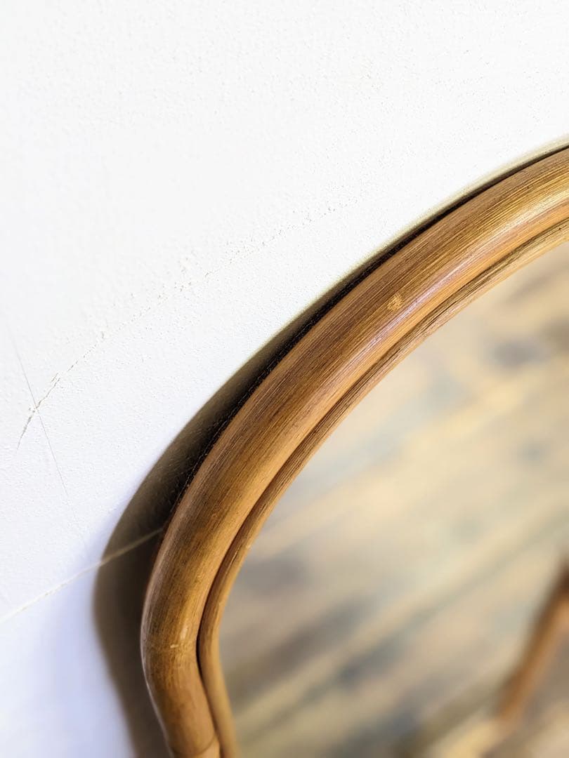 アーチ型ラタンスタンドミラー 大型